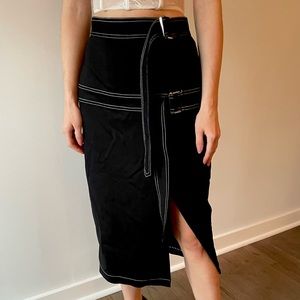 Alexis black wrap midi skirt size small